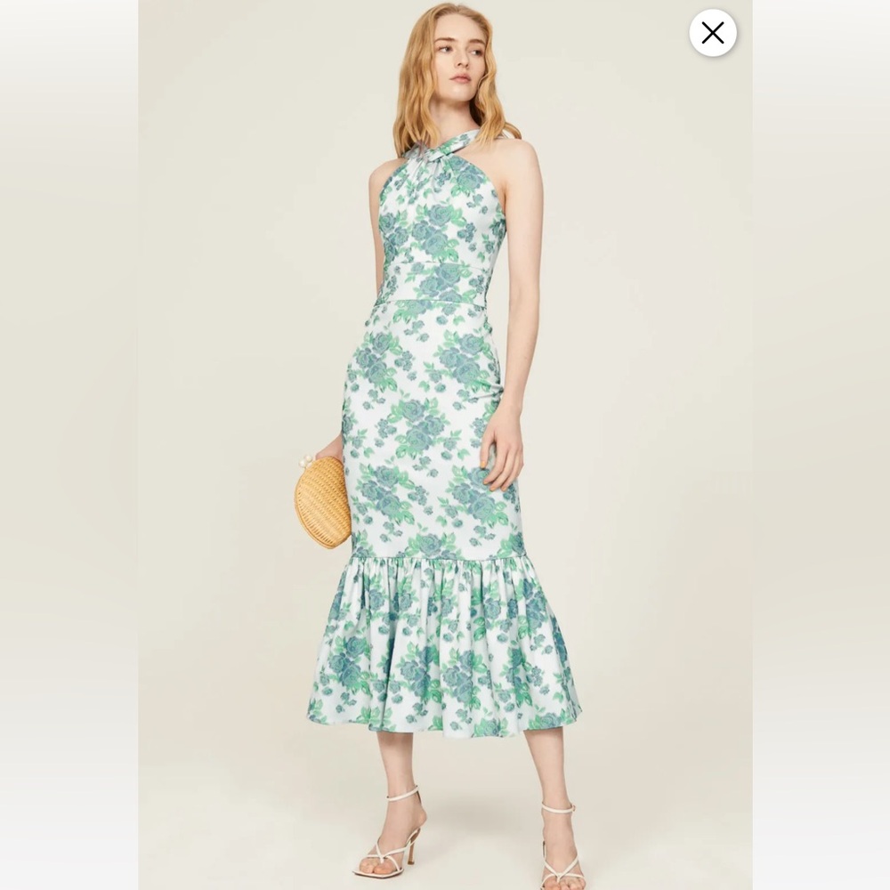 Shoshanna Lenox blue floral cocktail dress